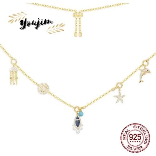 New Women Dolphin Pearl Jellyfish Starfish CZ 925 Sterling Silver Necklace Monaco Luxury Jewelry