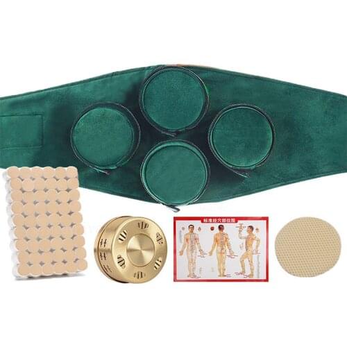 1 Set New Green Velvet Bag Smokeless Moxibustion Box Chinese Moxa Sticks Burner Acupuncture Meridian Heating Therapy Warm Women