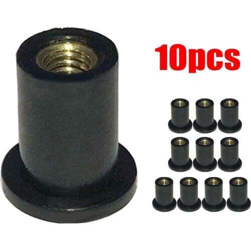 10pcs Rubber Fairing Fastening Nut M4/M5/M6 Rubber Well Nuts Blind Fastener Windscreen Windshield Cowl Riding ATV Motorcycle