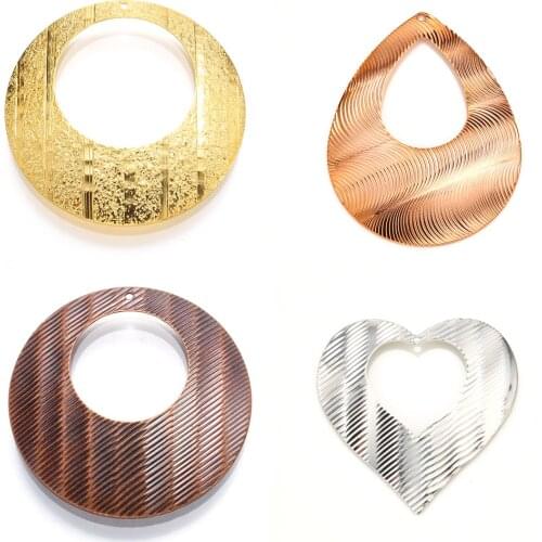 2pcs carved round big charms teardrop heart DIY earring bracelet pendant handmake jewelry making accessories