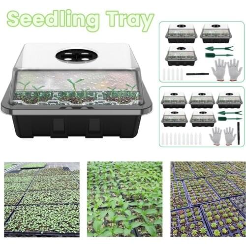 3/5 Pack Seed Starter Tray Seedling Trays Plant Germination Tray Humidity Adjustable Seed Starting Growing Box 12 Cells Per Tray