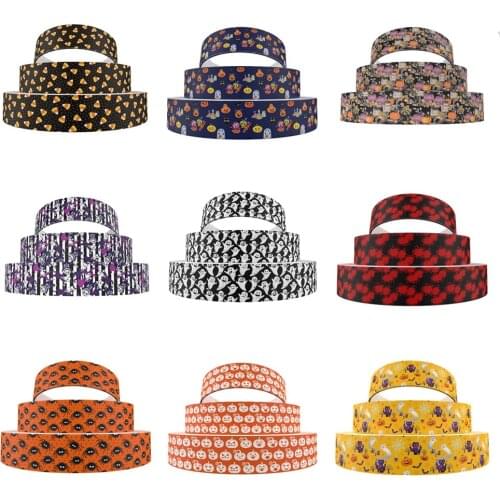 5 Yards Multi Size Halloween Theme Grosgrain Ribbon Gift Wrapping DIY Sewing Wrapping Art Sewing Bow-knot Crafts Home Packing