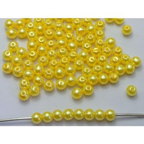 500 Pcs 6mm Plastic Faux Pearl Round Beads Yellow Imitation Pearl