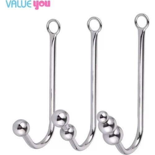Three ball anal hook stainless steel anal masturbation hook anal sex toy