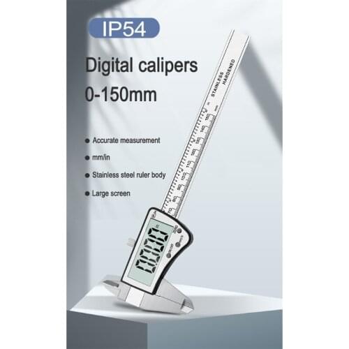 150mm 6'' Stainless Steel Digital Vernier Caliper IP54 Waterproof Electronic LCD Calipers Measuring Tool