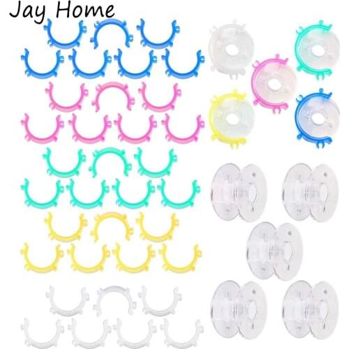 25Pcs Sewing Bobbin Holder Clips Clamps Holders Thread Clips Holder Tool & 25pcs Plastic Bobbins for Sewing Thread Spool