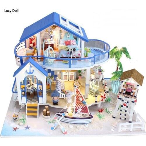DIY Doll House Doll House Summer Ocean Series Simulation Villa Doll Toy Valentines Day Gift Boy Girl Birthday Present