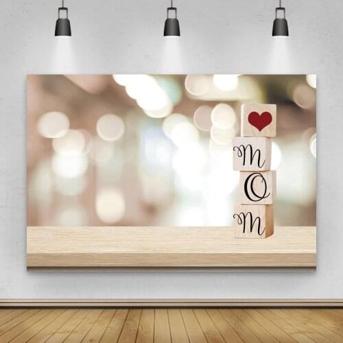 Laeacco Photo Backdrop Happy Mothers Day Love MOM Heart Wooden Decor Polka Dots Light Bokeh Photography Backgrounds Photostudio