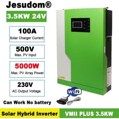 3.5KW Solar Hybrid Inverter with MPPT SCC Wide PV Input Range 120V-450Vdc 100A 24V Battery Voltage Pure Sine Wave Inverter