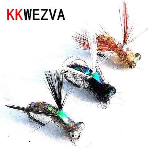 KKWEZVA 15Pcs Trout Nymph Fly Fishing Lure Wet Flies Nymphs Hook Natural Color Ice Fishing Lures Artificial Insect Bait