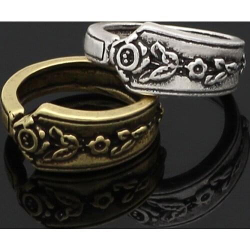 Amulet Retro flower Schmuck Rose Blume und Blatt Muster Ring