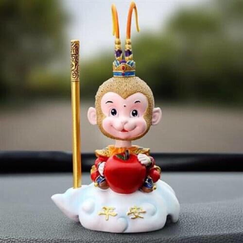 Creative cartoon character little monkey decoration car ornaments safe journey center console pendulum anime car decor