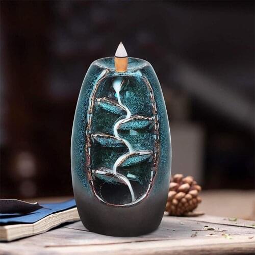 Backflow Incense Burner Ceramic Incense Stick Maitreya Buddha Incense Burner Incense Holder Gift Home Decoration Retro Style
