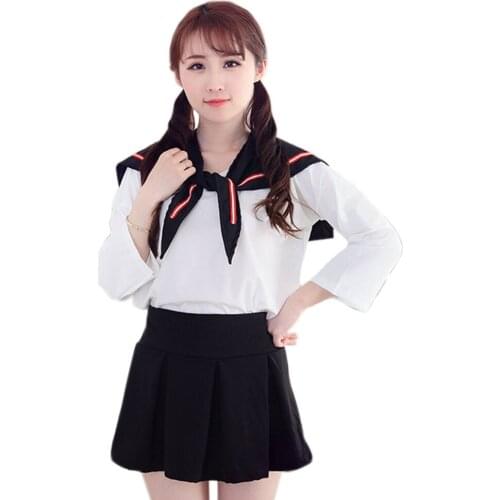 Summer Navy Sailor Cosplay Tops Skirts Outfits JK High School Uniform Class Uniform Students Women Dress