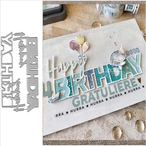 Metal Stencil Mold Cutting Dies Happy Birthday Decoration Scrapbooking Die Cuts Craft Album Paper Card Embossing Template