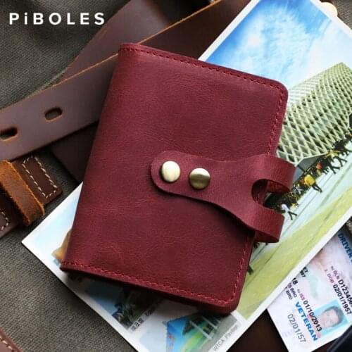 Multi-Slot Card Holder Box Handmade Genuine Leather Credit Cards Business Bus Card Slot Bag Retro Portable Cards Wallet Travel