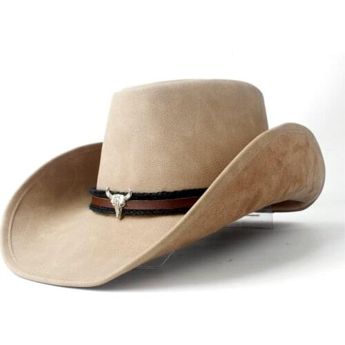 2019 Women Men Leather Western Cowboy Hat For Gentleman Fedora Sombrero Cap Dad Hat