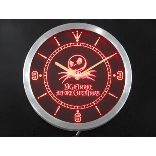 Nc0214 Nightmare Before Christmas Neon Light Signs LED Wall Clock