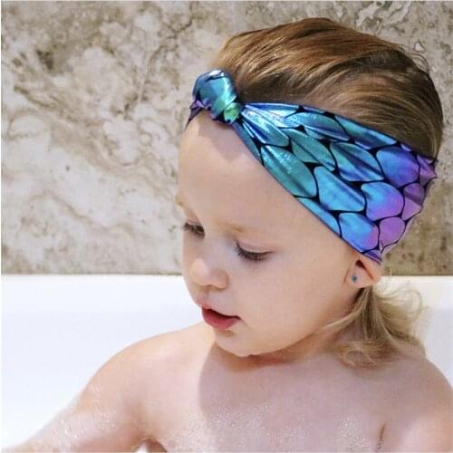 2017 New Toddler Infants Tie Knot Headband Sequins Mermaid Headband Fish scales Headwear for Baby Girls Hair Accessories