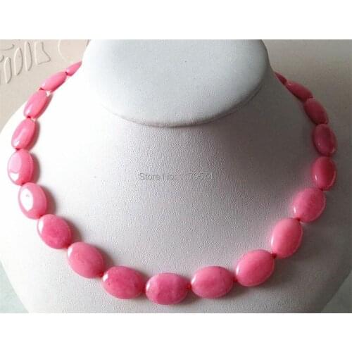 Charming 13X18mm Pink Chalcedony Oval Necklace Jewelry Parts Accessories Women Banquet Collocation Wholesale Price 18inch ZH0163