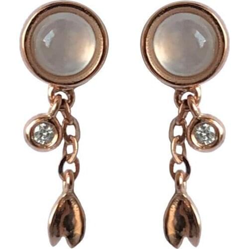 Original designer craftsmanship natural chalcedony jade translucent egg noodle earrings retro light luxury charm ladies jewelry