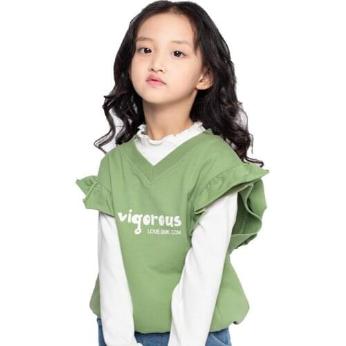 2020 Autumn New Style Casual Fresh Printed Letter Lace CHILDRENS Vest Manufacturers Direct Selling Girls Pullover vest