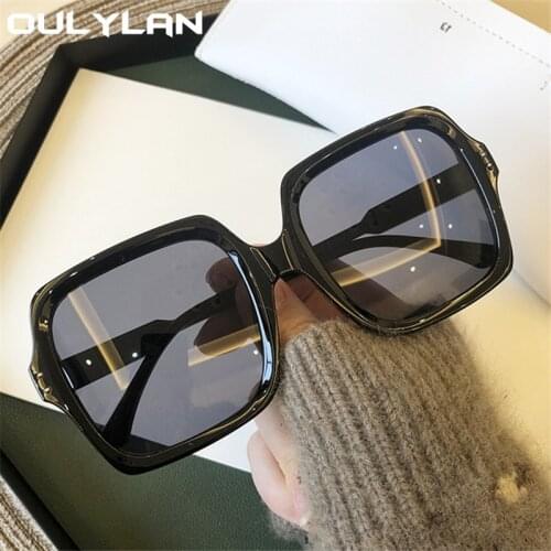 Oulylan Vintage Oversize Square Sunglasses Women Luxury Brand Big Frame Men Sun Glasses Black Fashion Female Eyeglasses UV400