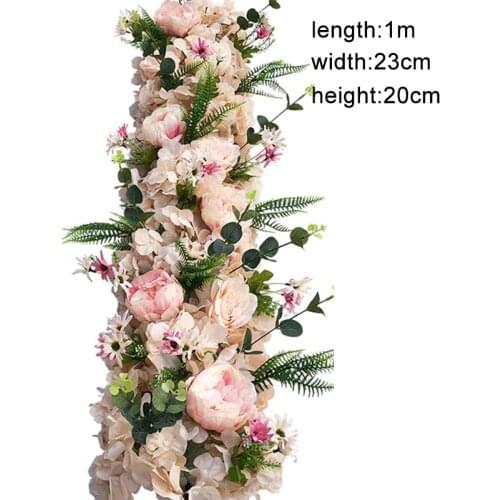 Peony Rose Wedding Props Pre-function Area 100cm Flower Row Road Lead Party Arrangement Scene DIY Silk Flowers Floral Decor