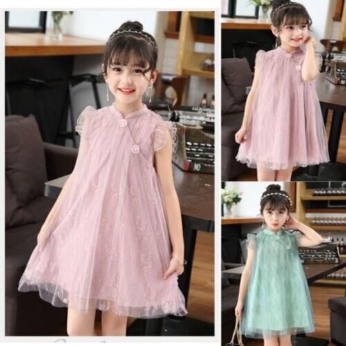 Girls Dress 2019 Summer Sleeveless Solid Fancy Dress Up Party Costume Cosplay Age 3-10Y