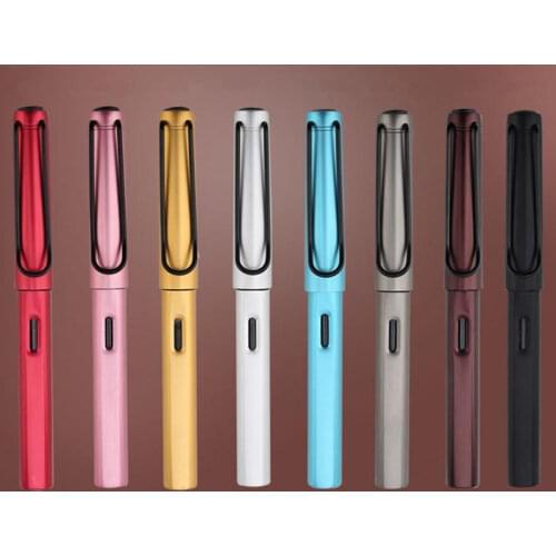 Colored Metal Calligraphy Pen Soft Hair Writing Brush Watercolor Ink Painting Fountain Pen School Office Supplies Stationery