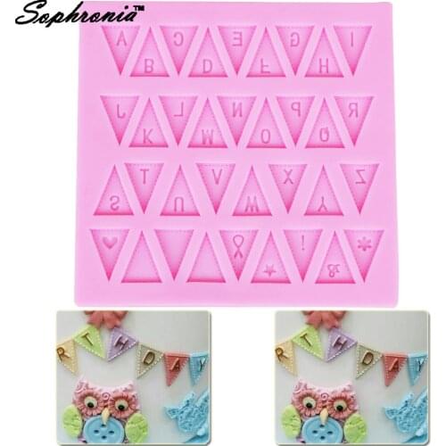 Sophronia English Letters Alphabet Flag Cake Silicone Mold Chocolate Fondant Cake Decorating Tools M160