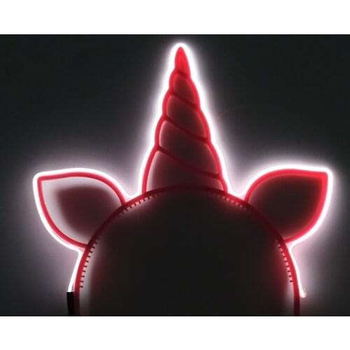 Glowing Cartoon Unicorn Hair Band Kawaii Accessories Children Gifts Luminous LED Headband For Birthday Halloween Party