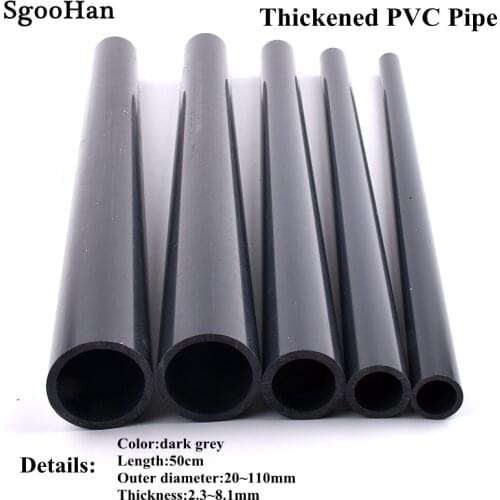 2pcs Thickened O.D 20~160mm Dark Grey UPVC Pipe Aquarium Fish Tank Adapter Tube Garden Irrigation Watering Fittings 0.5M Long
