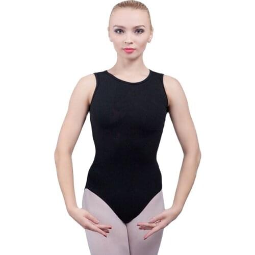 High Quality Black Dancing Leotard Sleeveless with Mesh Hole Back Woman Dance Bodysuit Ballerina Practice Clothing 01D0048