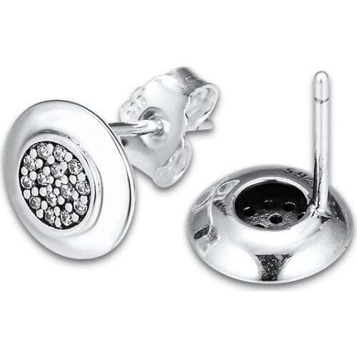 Compatible with European Jewelry Silver Stud Earrings with Cubic Zirconia Stone 925 Sterling Silver Earings for Women DIY Making