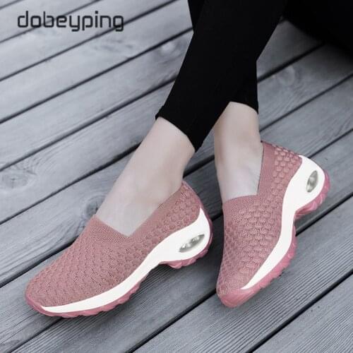 New Wedges Women Casual Shoes Breathable Mesh Woman Sneakers Flat Platforms Female Shoe Slip On Height Increasing Womens Shoes