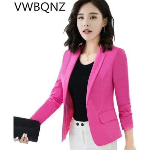 2019 Spring Autumn Women Business Suit Short Jacket Plus size 4XL Slim Elegant One buckle Ladies Coat Solid Casual Blazers Suit