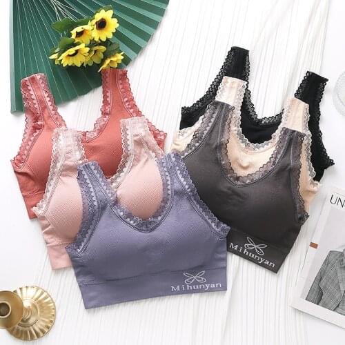 1823 New Summer Lace Ladies Bra Sexy Deep V Fashion Sports Vest Comfortable Womens Blouse Without Steel Ring Bra