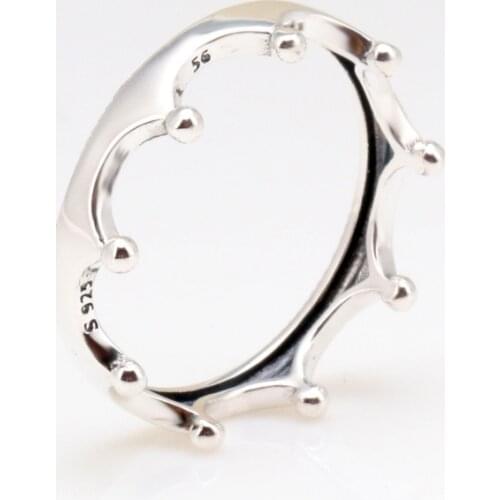 925 Sterling Silver Pandora Ring Polished Silver Crown Rings For Women Wedding Party Gift Fashion Jewelry