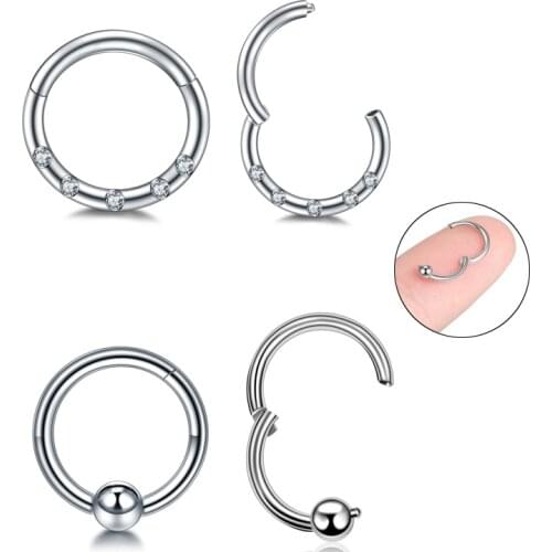 1Pc Stainless Steel Segment Hinged Rings Piercing 16G Septum Clicker Cartilage Conch Helix Nose Earring Piercing Body Jewelry