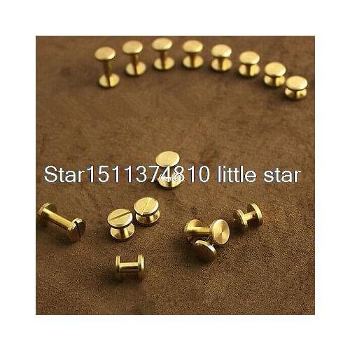 10x Solid Brass Screw Copper buckle Nail Rivets Craft Strap 10mm surface