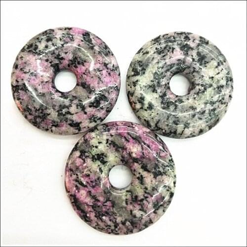 2pcs nature gem stone donuts shape natural semi precious stone beads accessories size 35mm for power bracelets makings