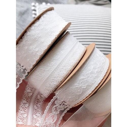 2 yards 25mm Lace ribbon Gift wrapping ribbon wedding ribbon white ins wind Hair Bows DIY gift packaging wedding ribbons