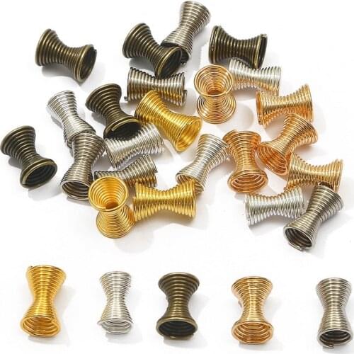 30Pcs Metal Spring Funnel Shape Spacer Beads Caps Beading DIY Findings End Caps Bead Stoppers For Jewelry Makings Accessories