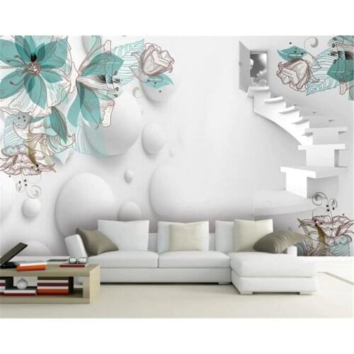 Beibehang 3d Wallpaper Hand painted Style Floral Decorative Mural Living Room Bedroom TV Background Wallpaper for walls 3 d