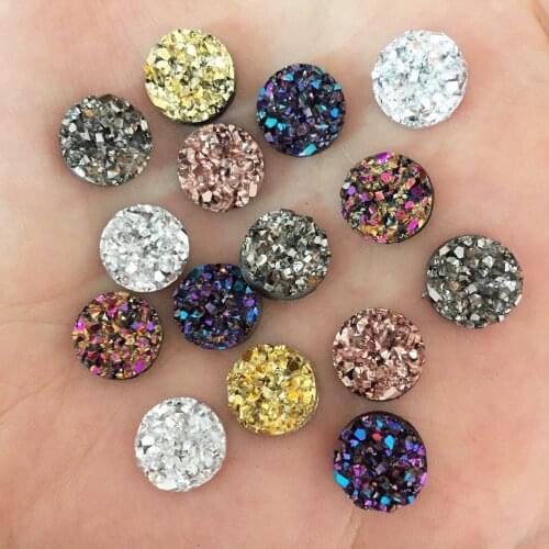 480pcs AB Resin Bling Irregularity surface Ore crystal 10mm Round flatback rhinestone Ornament DIY Wedding appliques craft SW88