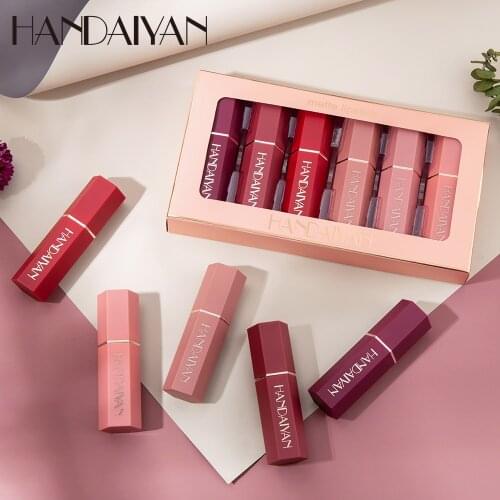 6PCS/Set Matte Lipstick Set Long Lasting Moisturing Lip Lipstick Velvet Red Sexy Non-Sticky Cup Women Lips Make-up