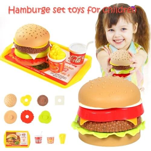 Childrens Play House Toy - Mini Burger Toy Set French Fries Cola Model Simulated Food Toy Pretend Play