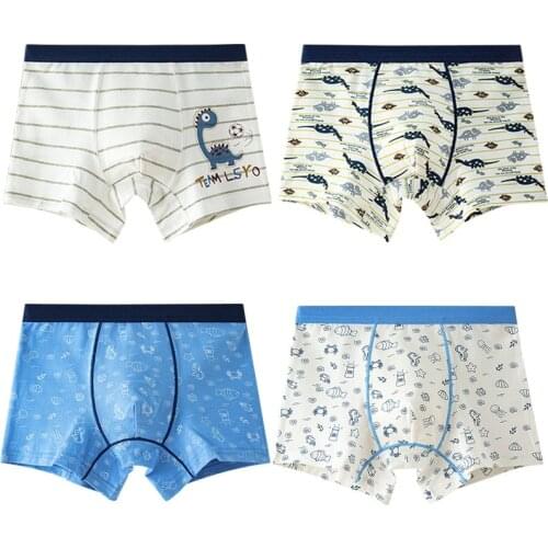 2 Piece/4 Piece Kids Boys Underwear Cotton Childrens Shorts Panties for Baby Boy Boxers Stripes Teenager Underpants 4-16 Year