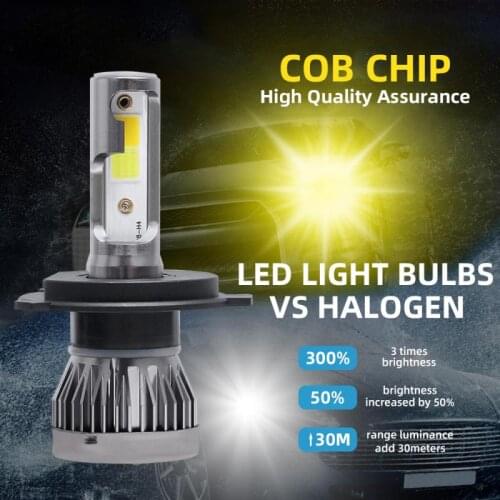 2 Color H4 Car Headlight 9003 HB2 LED Headlight Conversion Kit COB Hi/Lo Beam Bulbs 120W 6000K White + 3000K Yellow Light